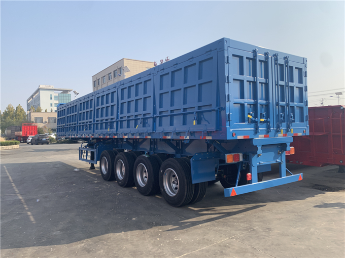 Overturning dump semi-trailer with increased height